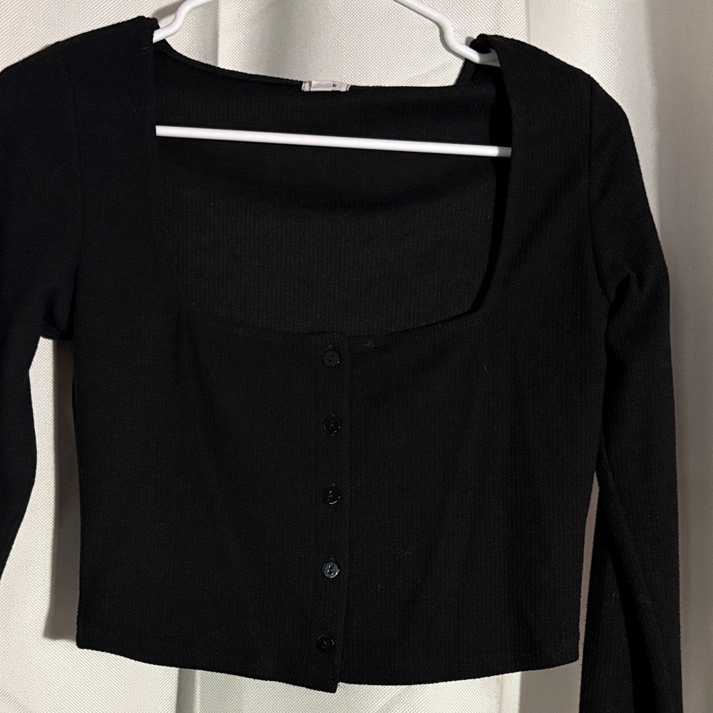 Waffle textured, square neck, long sleeve top, brand: garage, size: medium